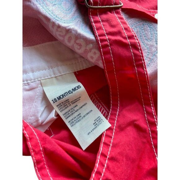 OshKosh BGosh Red Bib Overalls 18M Embroidered Logo Toddler Boys Denim Adjustabl - Picture 3 of 5